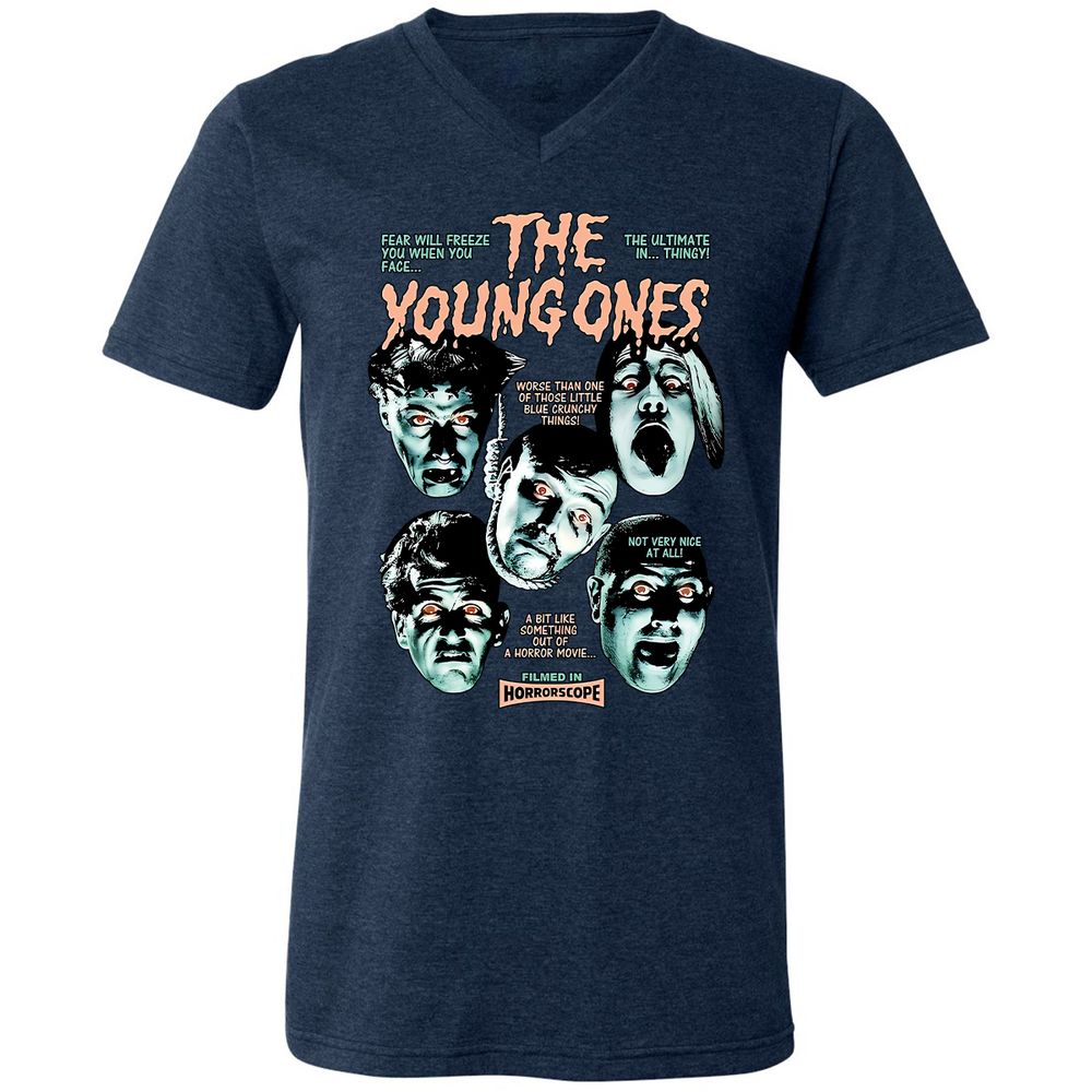 Unisex V-Neck T-Shirt - VE9N6FGU - Heather Navy - 15