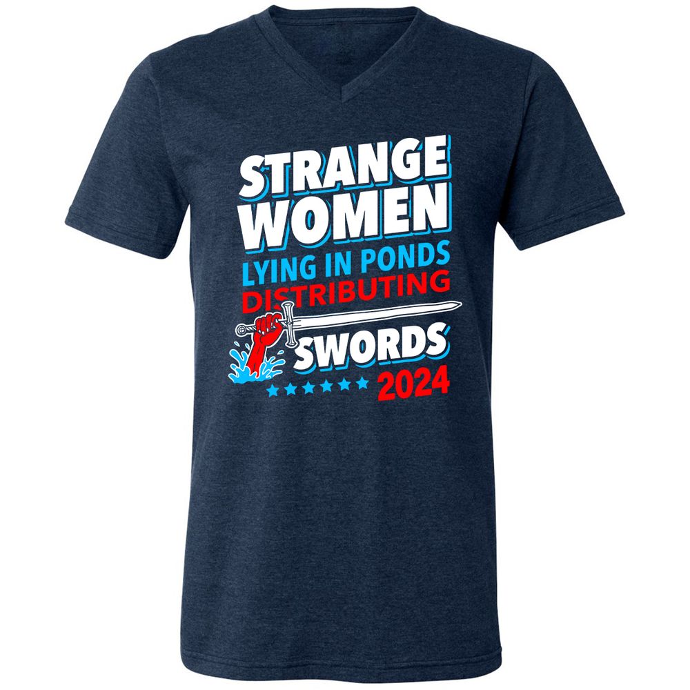 Unisex V-Neck T-Shirt - NBRBET69 - Heather Navy - 15