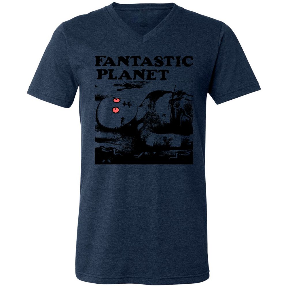 Unisex V-Neck T-Shirt - YMRHKNYJ - Heather Navy - 15