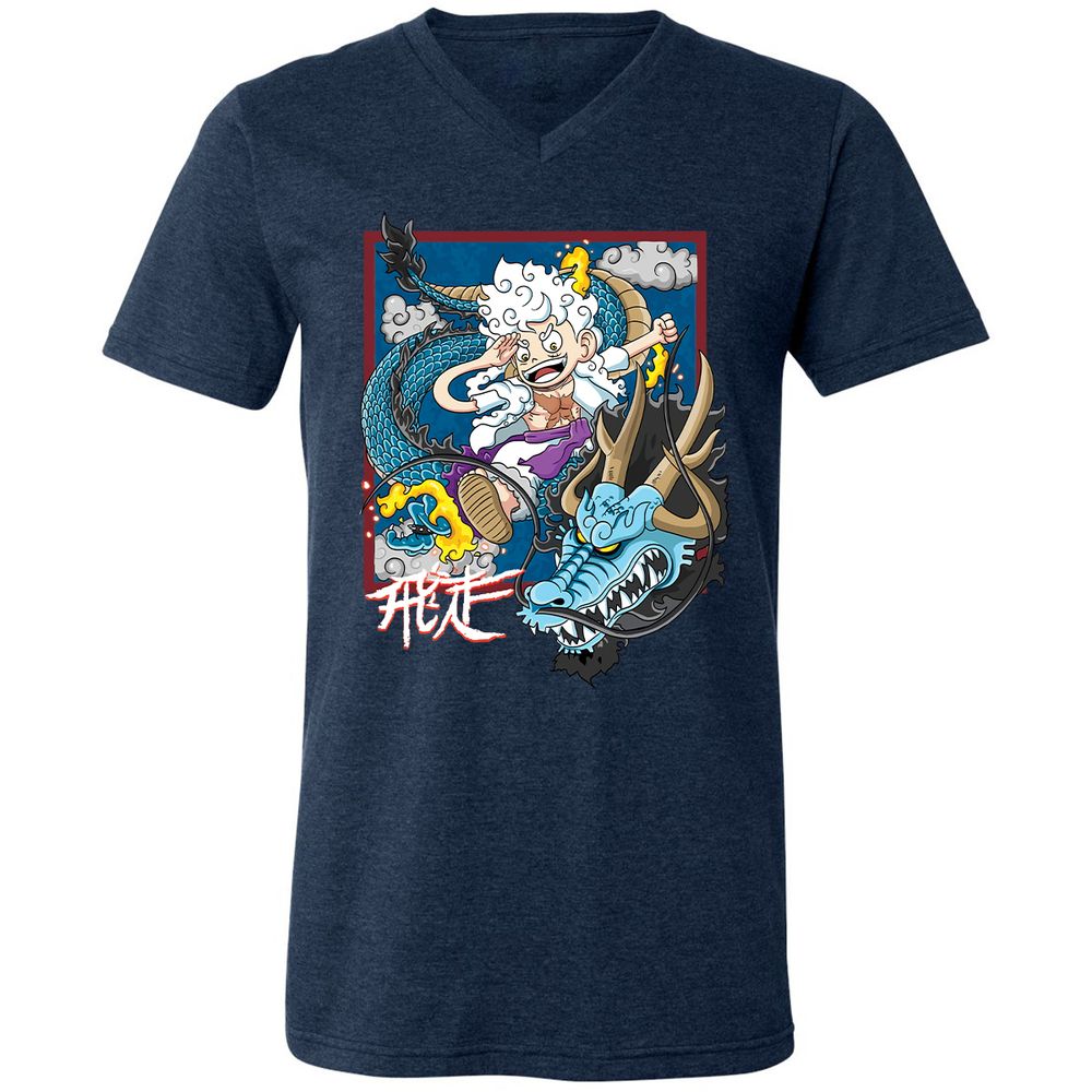 Unisex V-Neck T-Shirt - GQECQN2B - Heather Navy - 15