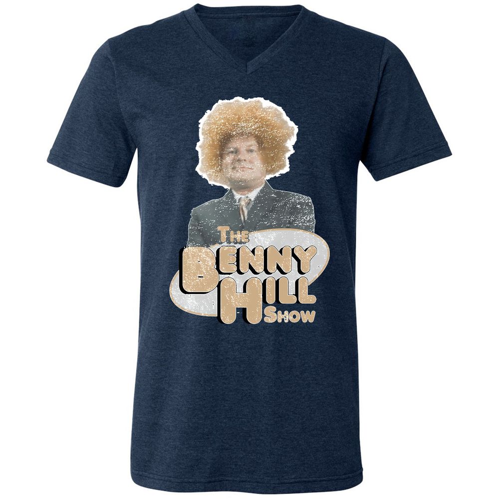Unisex V-Neck T-Shirt - F6CENG3F - Heather Navy - 15