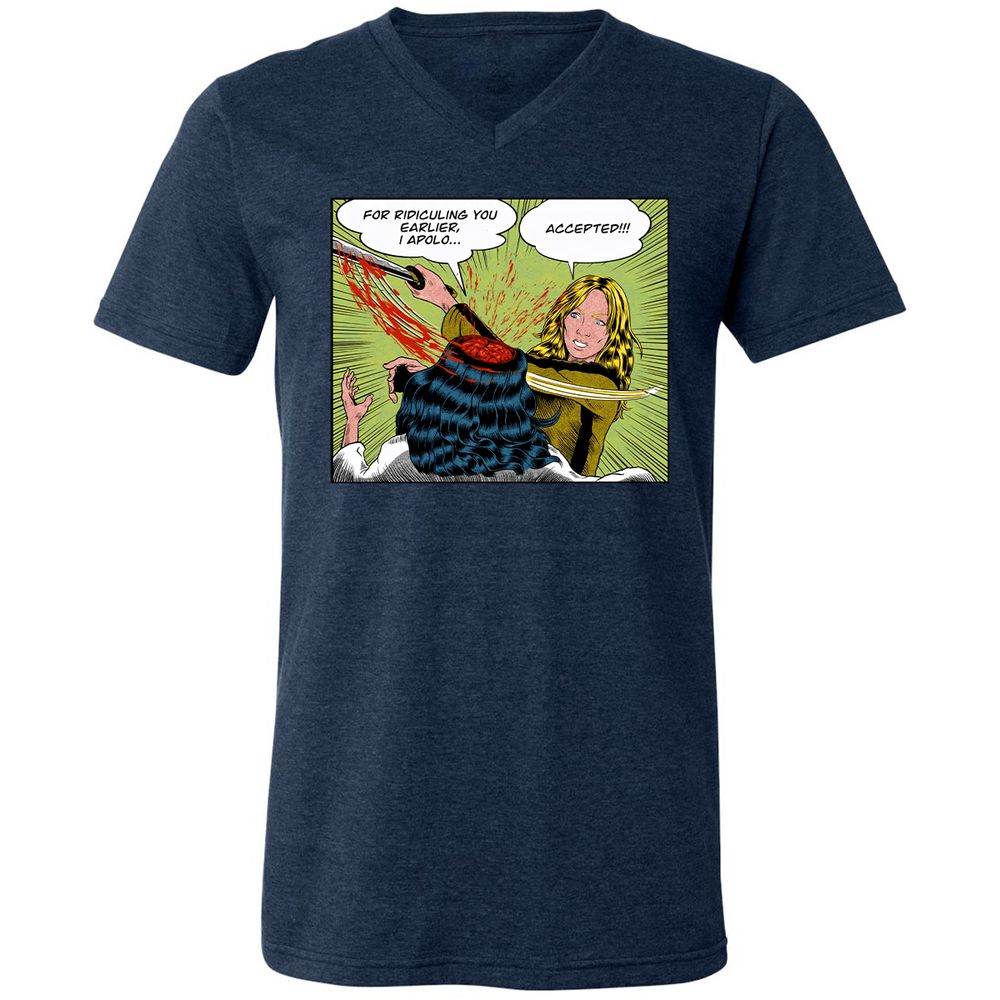Unisex V-Neck T-Shirt - VNMTXBGW - Heather Navy - 15
