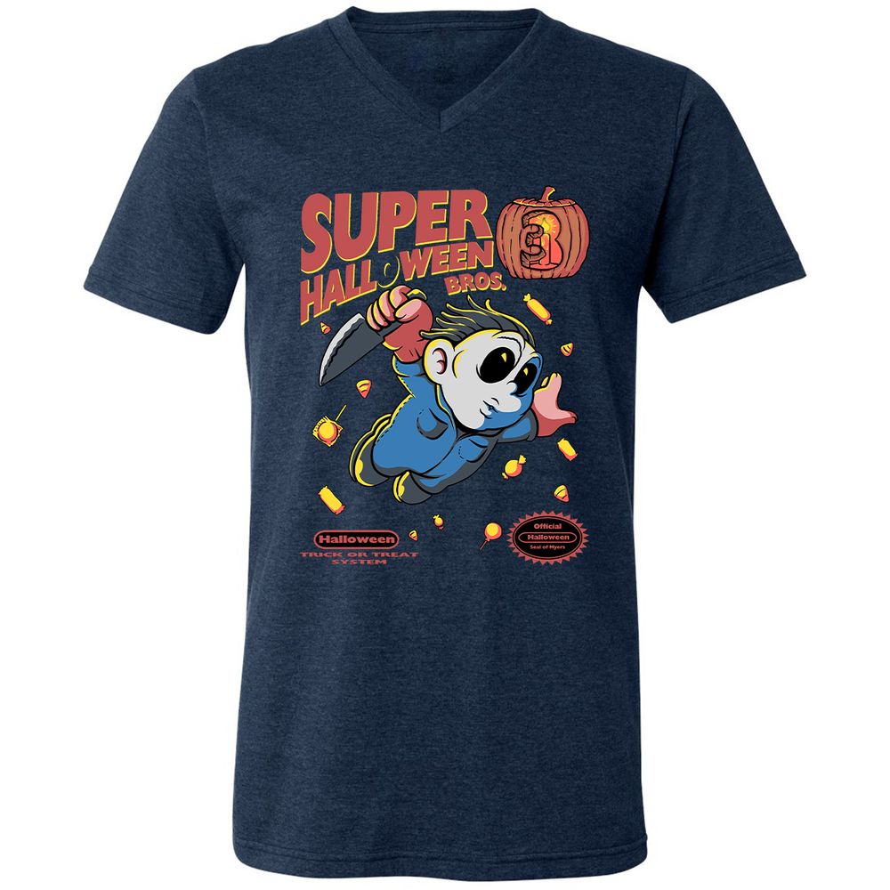 Unisex V-Neck T-Shirt - DLVH5R33 - Heather Navy - 15