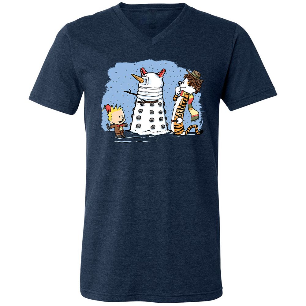 Unisex V-Neck T-Shirt - E7EQT75L - Heather Navy - 15