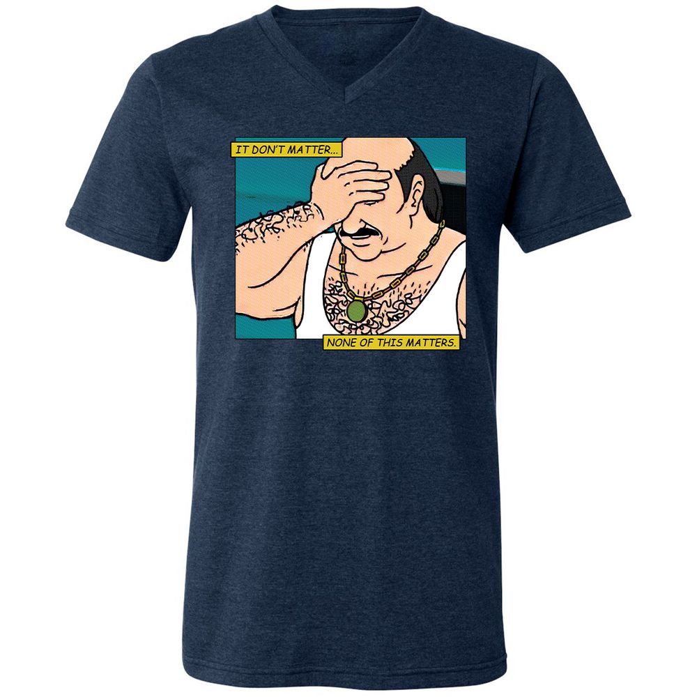Unisex V-Neck T-Shirt - T9ZCHEDZ - Heather Navy - 15