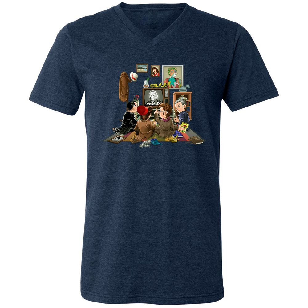 Unisex V-Neck T-Shirt - XZ6L4SJY - Heather Navy - 15