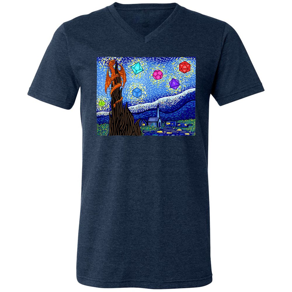 Unisex V-Neck T-Shirt - 8C2AH9VL - Heather Navy - 15