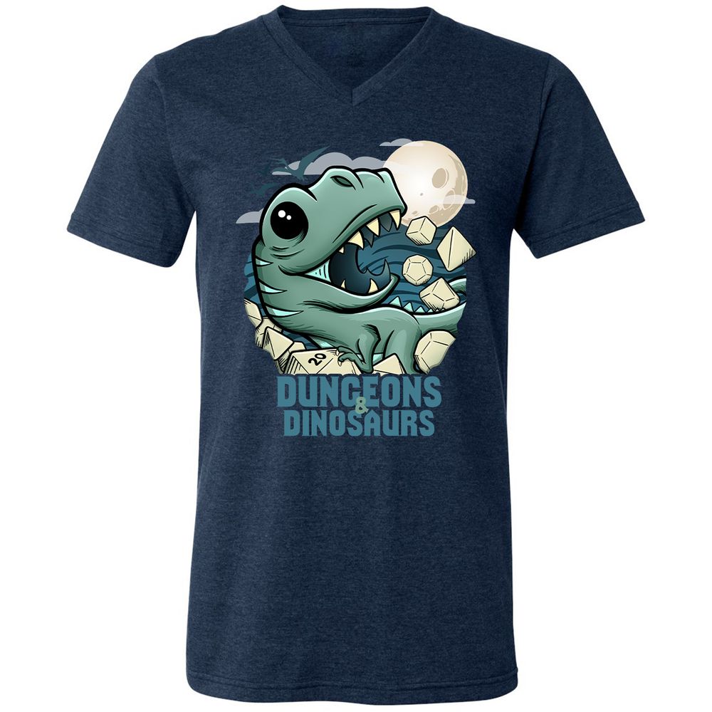 Unisex V-Neck T-Shirt - L4HCKPDR - Heather Navy - 15