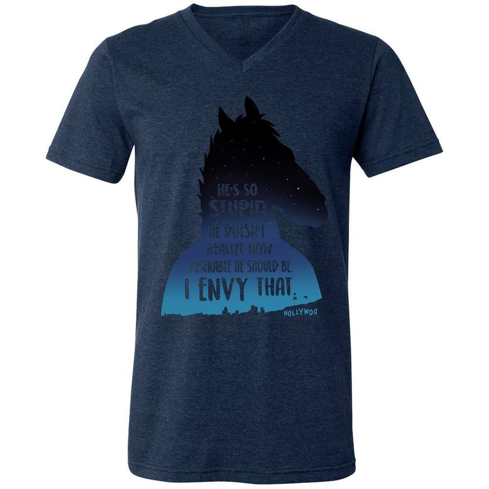 Unisex V-Neck T-Shirt - B4GKALSB - Heather Navy - 15
