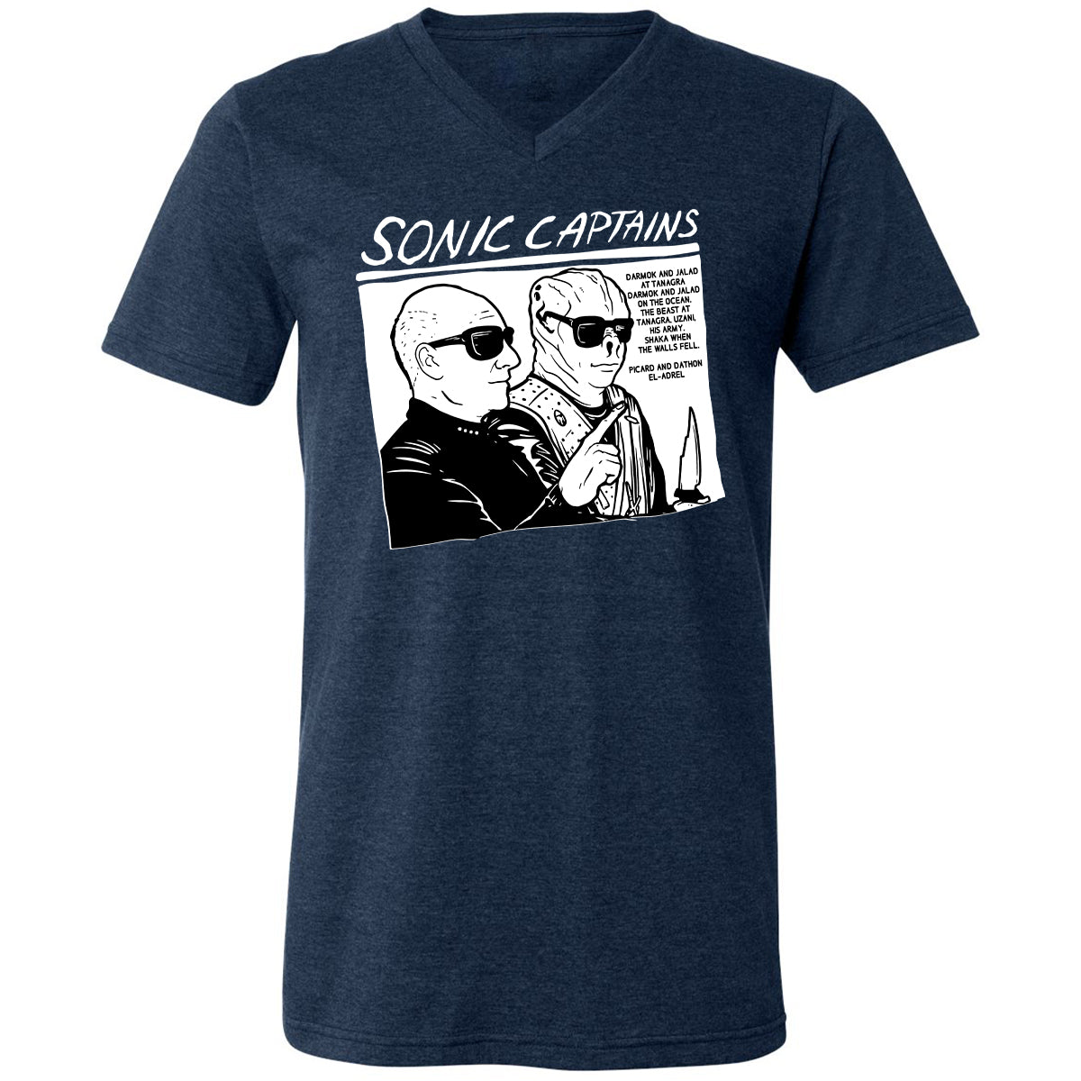 Unisex V-Neck T-Shirt - 89MD243Z - Heather Navy - 15