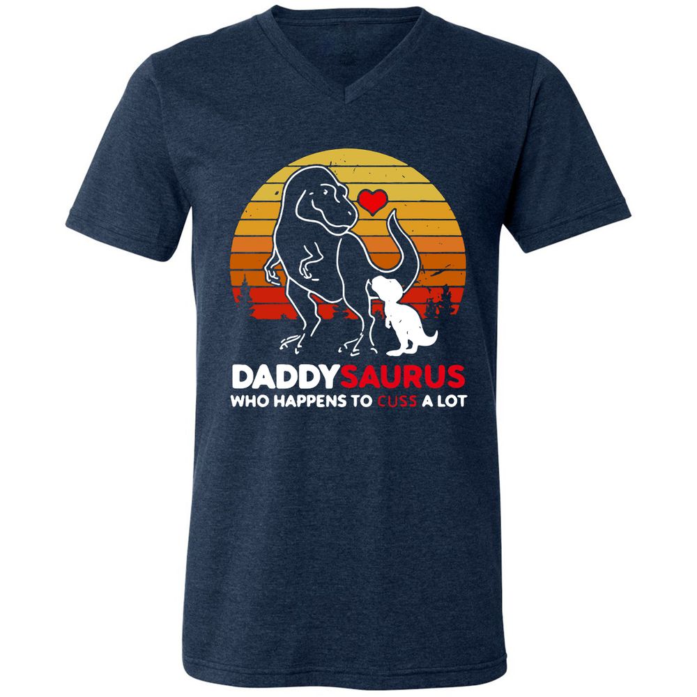 Unisex V-Neck T-Shirt - AUEUJG3Y - Heather Navy - 15