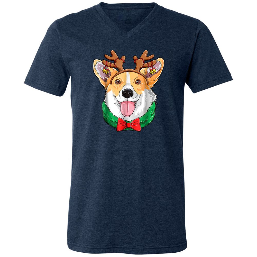 Unisex V-Neck T-Shirt - VR5BUG1S - Heather Navy - 15