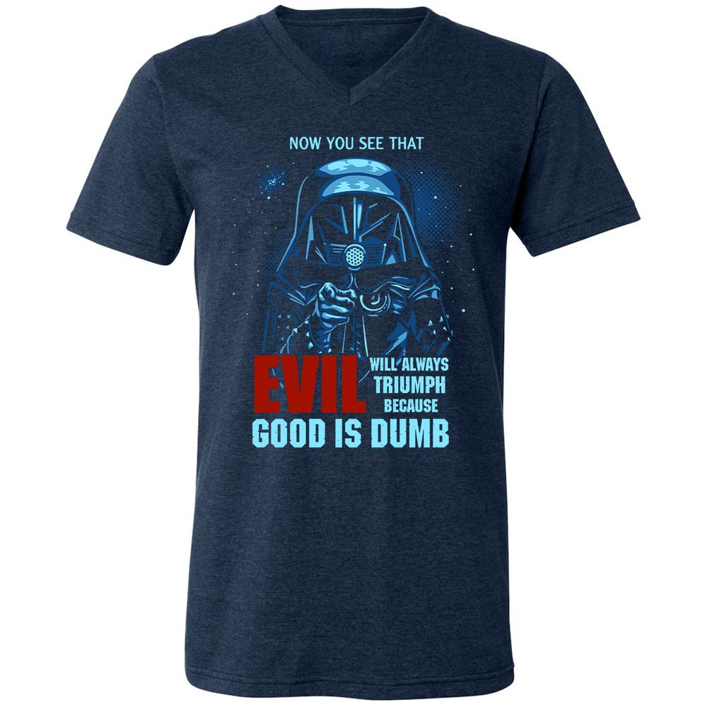 Unisex V-Neck T-Shirt - TVYWLEPL - Heather Navy - 15