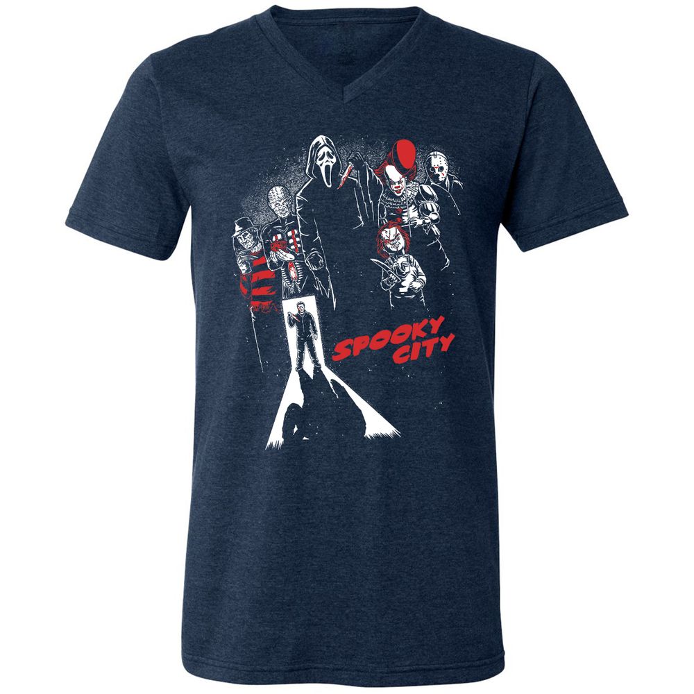 Unisex V-Neck T-Shirt - TA5EA8AE - Heather Navy - 15