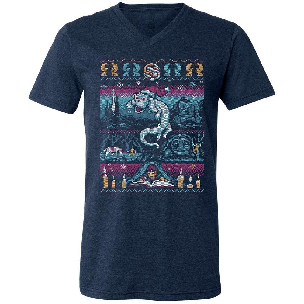 Unisex V-Neck T-Shirt - 9ZKDRY92 - Heather Navy - 15