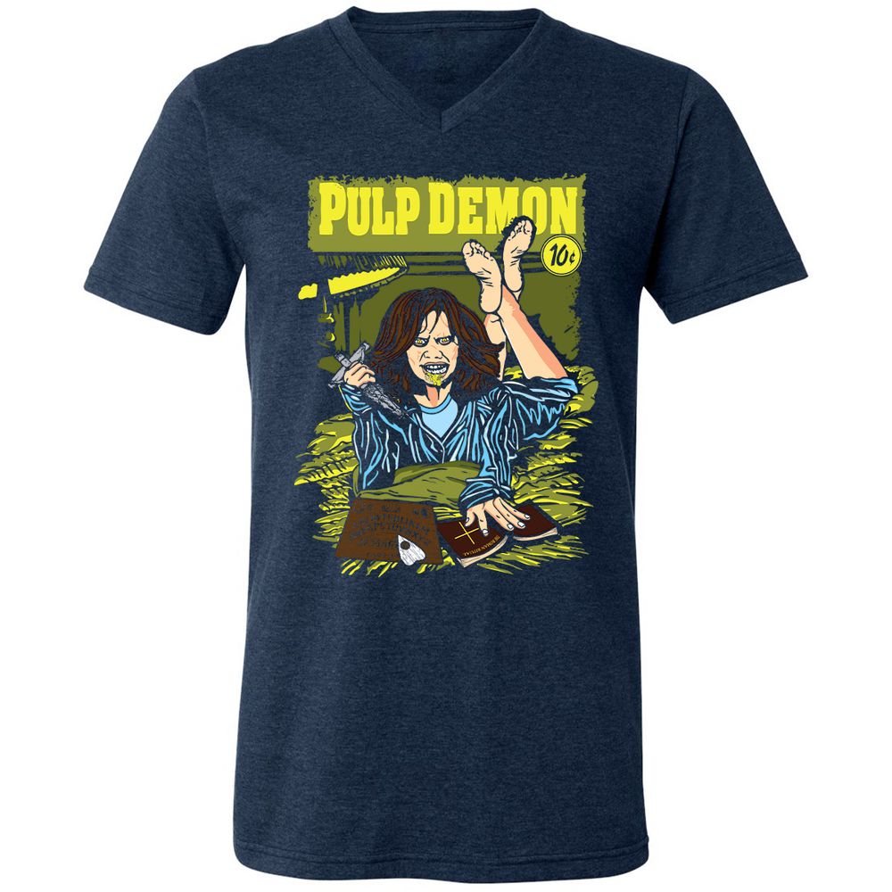 Unisex V-Neck T-Shirt - 51NCX2B6 - Heather Navy - 15