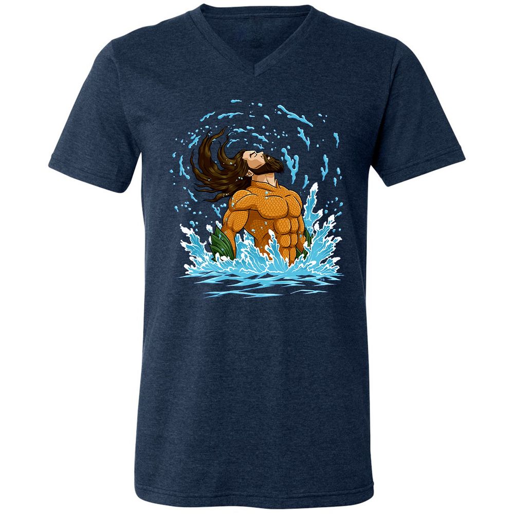 Unisex V-Neck T-Shirt - WK6BK53N - Heather Navy - 15