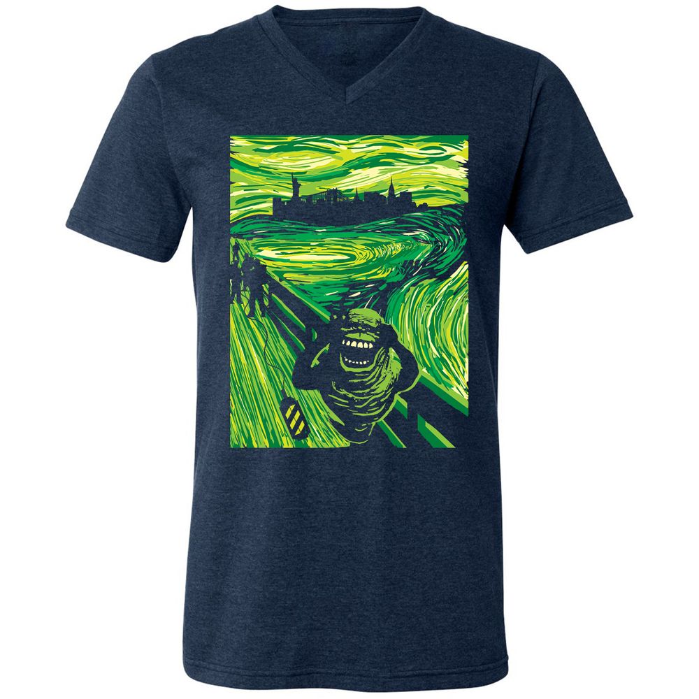 Unisex V-Neck T-Shirt - 5A78X846 - Heather Navy - 15