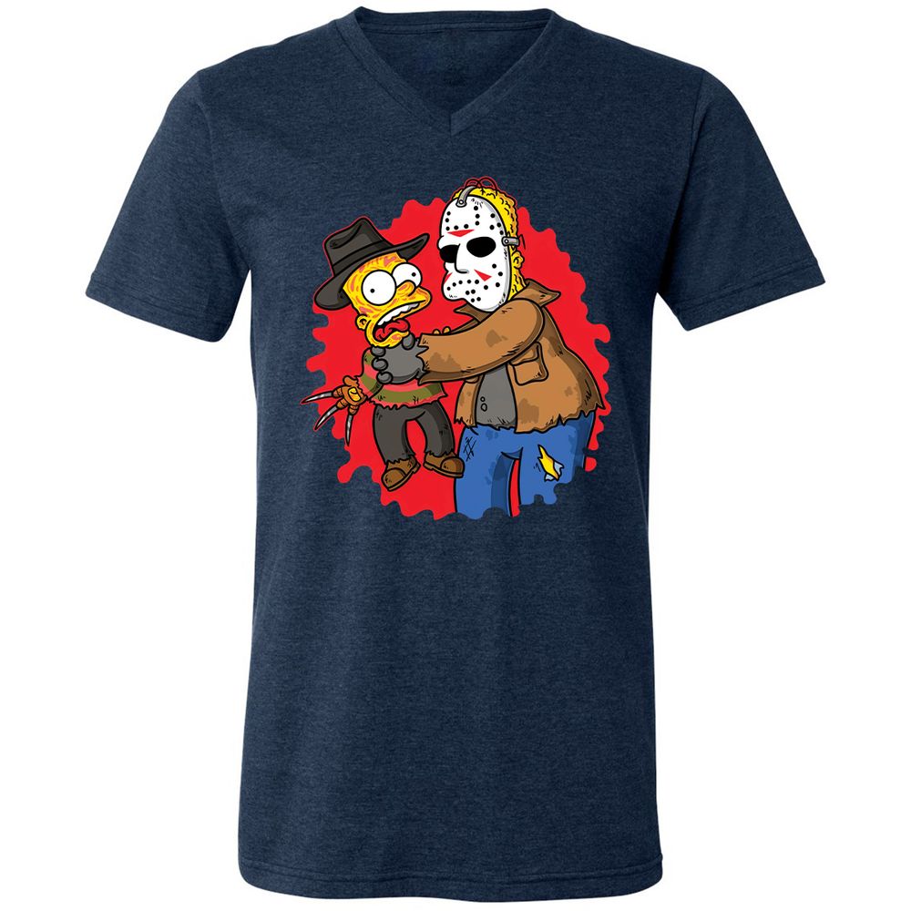 Unisex V-Neck T-Shirt - HCZ94N56 - Heather Navy - 15