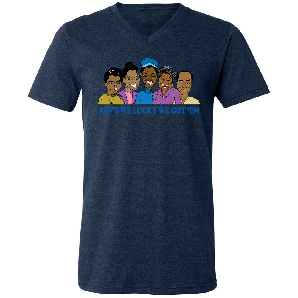 Unisex V-Neck T-Shirt - Q2X1JVQB - Heather Navy - 15