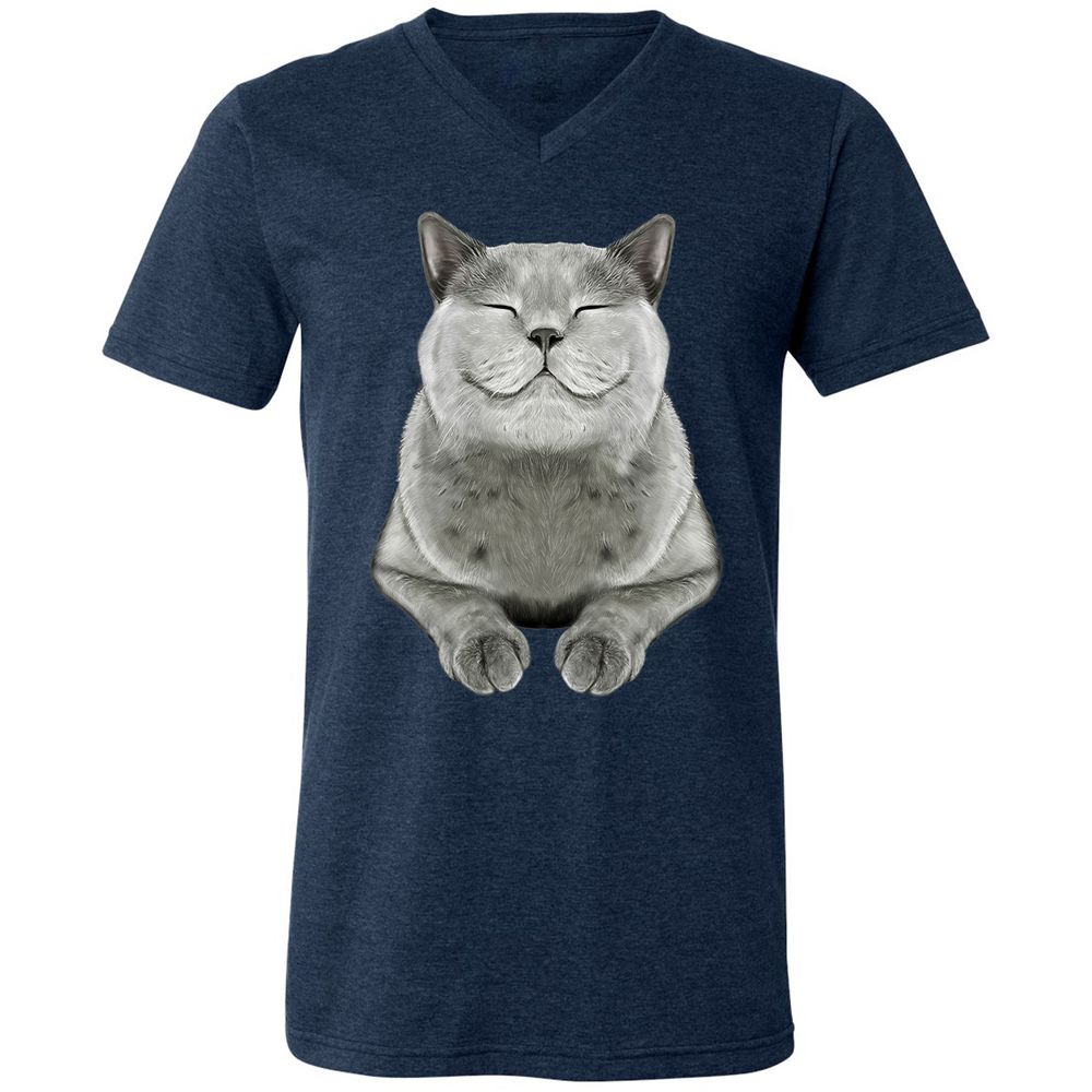 Unisex V-Neck T-Shirt - DRVCAR69 - Heather Navy - 15