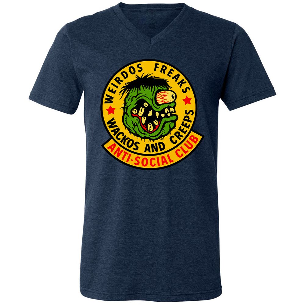 Unisex V-Neck T-Shirt - LLQJZC35 - Heather Navy - 15