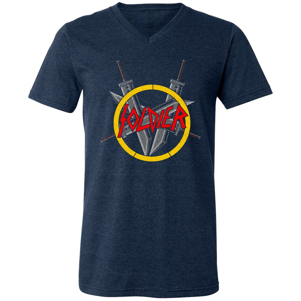 Unisex V-Neck T-Shirt - W4ZU91M4 - Heather Navy - 15