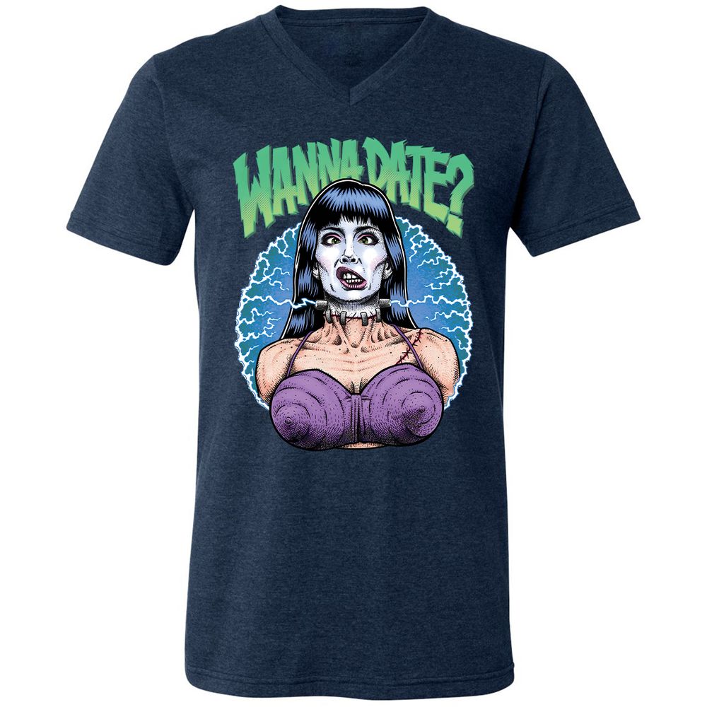 Unisex V-Neck T-Shirt - EXBFK38C - Heather Navy - 15