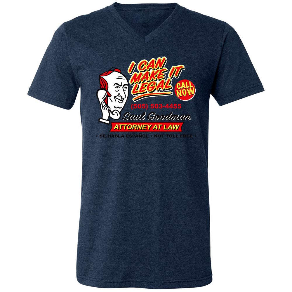 Unisex V-Neck T-Shirt - L4TVXSWK - Heather Navy - 15
