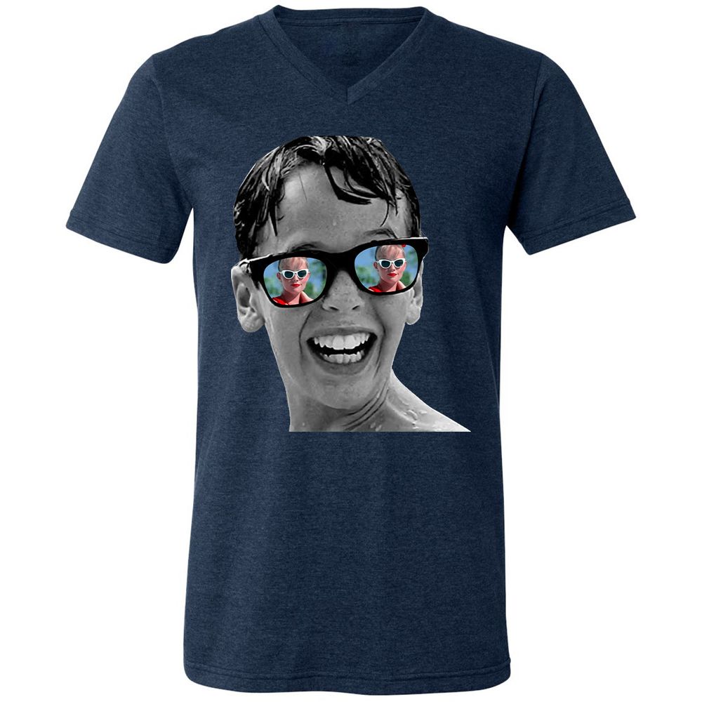 Unisex V-Neck T-Shirt - DGPL9E3P - Heather Navy - 15
