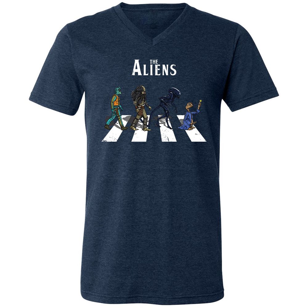 Unisex V-Neck T-Shirt - A22VMUFS - Heather Navy - 15