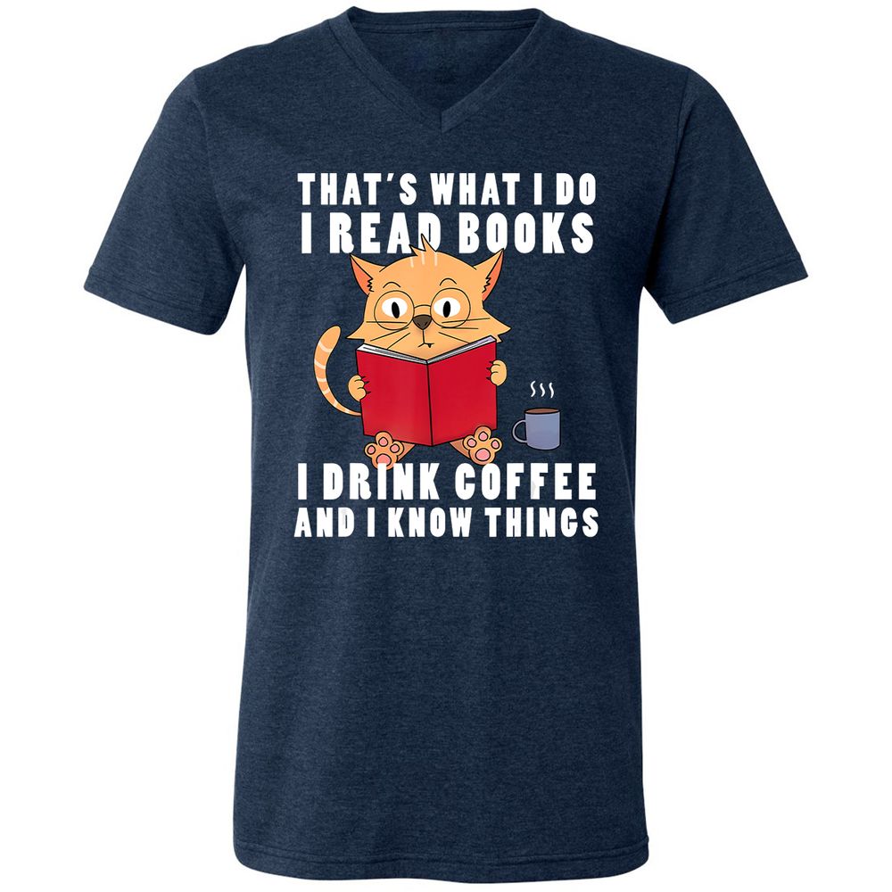 Unisex V-Neck T-Shirt - R2HNWBZJ - Heather Navy - 15