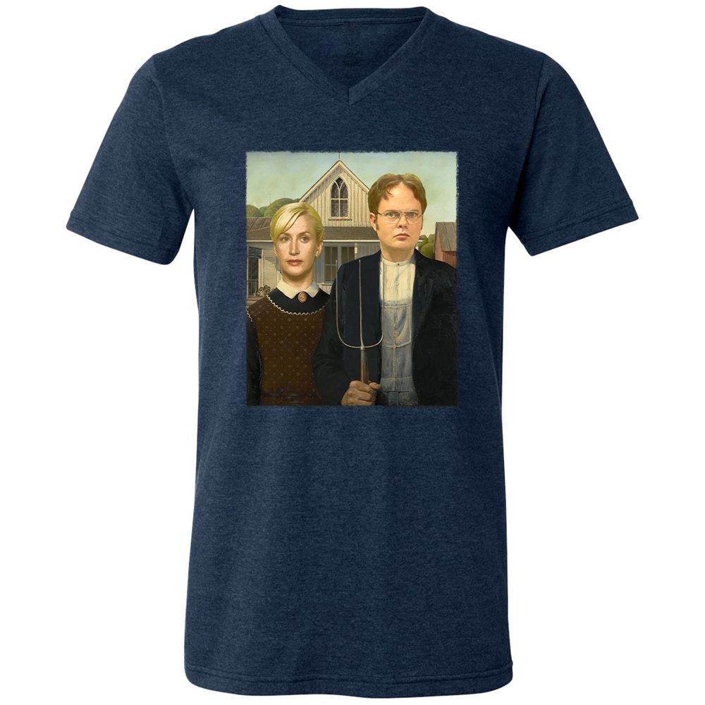 Unisex V-Neck T-Shirt - AP2K9UF9 - Heather Navy - 15