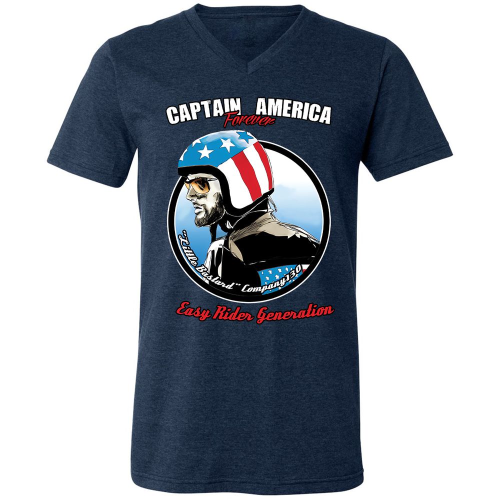 Unisex V-Neck T-Shirt - YNQJ91TR - Heather Navy - 15