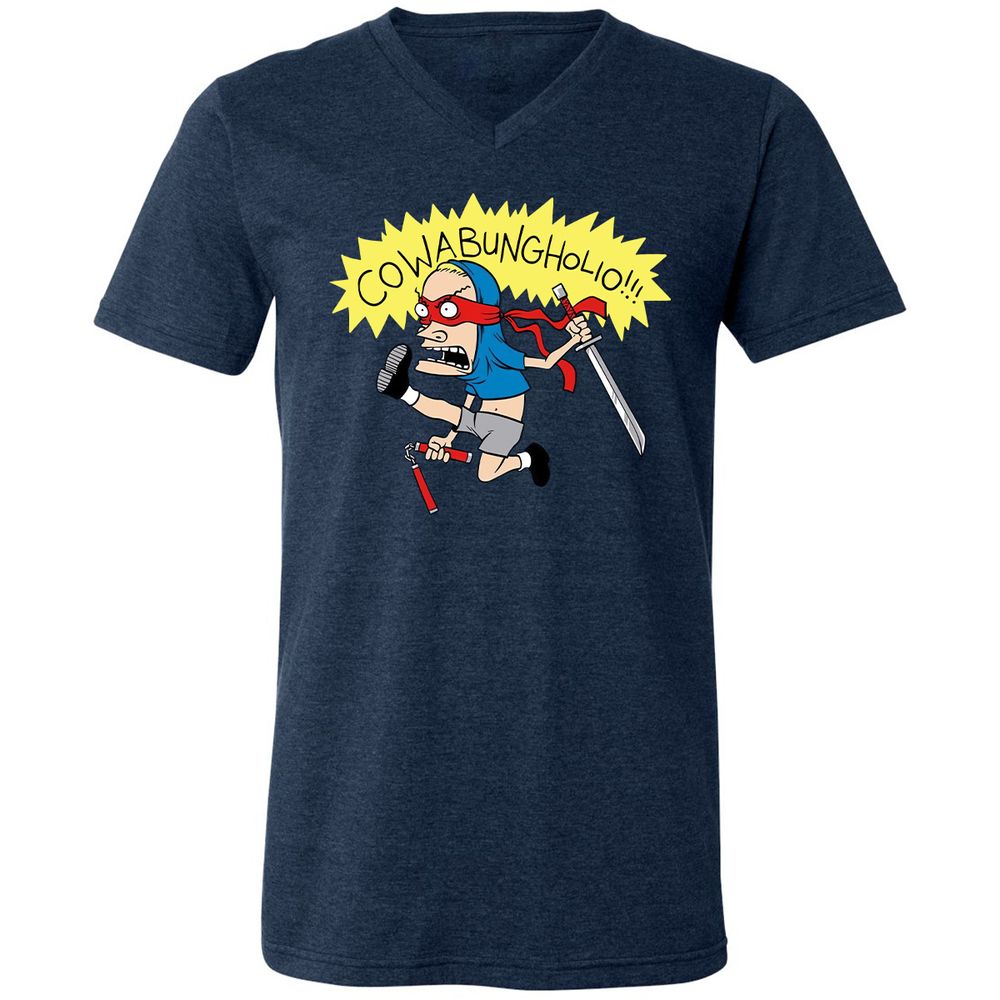 Unisex V-Neck T-Shirt - NJ2AJSK4 - Heather Navy - 15