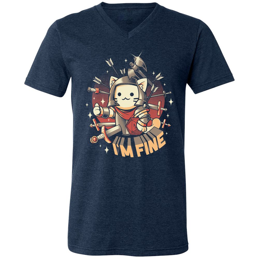 Unisex V-Neck T-Shirt - QXWVDEK6 - Heather Navy - 15