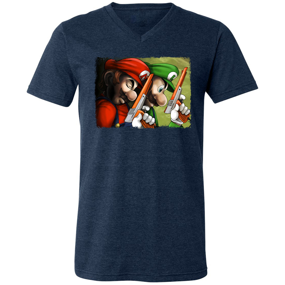 Unisex V-Neck T-Shirt - B5W1B47Z - Heather Navy - 15