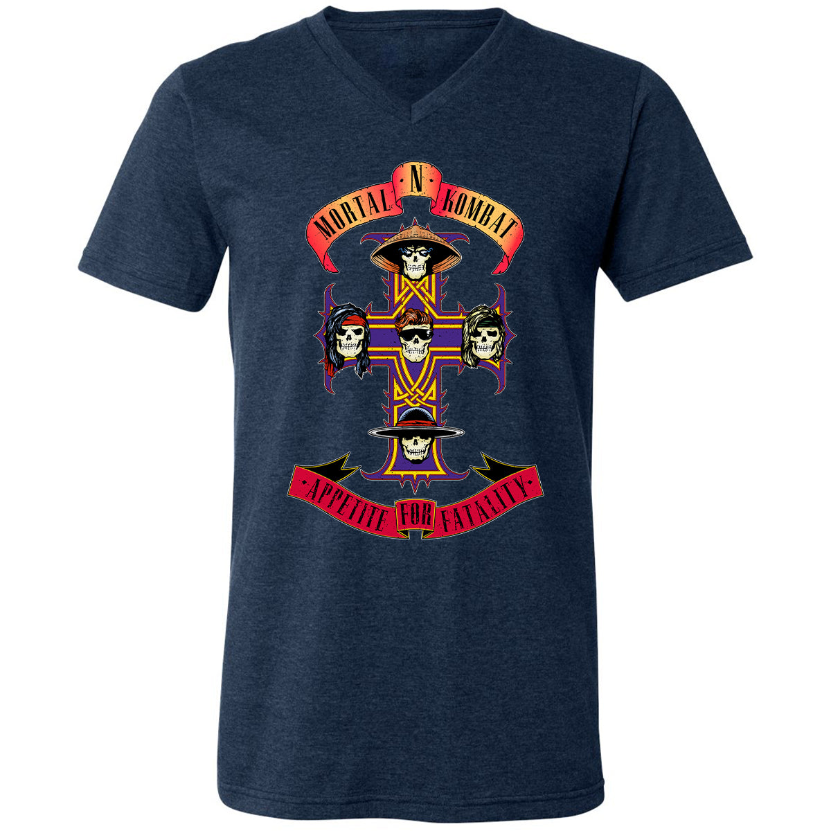 Unisex V-Neck T-Shirt - EB1QCC9P - Heather Navy - 15