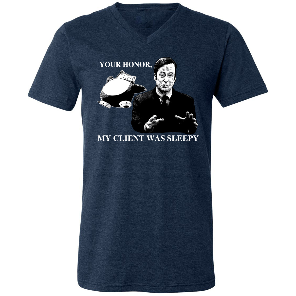 Unisex V-Neck T-Shirt - TKA8AKHV - Heather Navy - 15