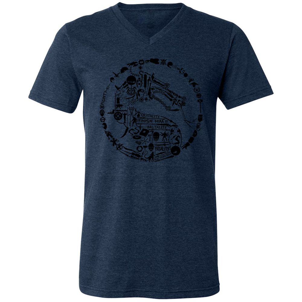 Unisex V-Neck T-Shirt - TKJLQC5X - Heather Navy - 15