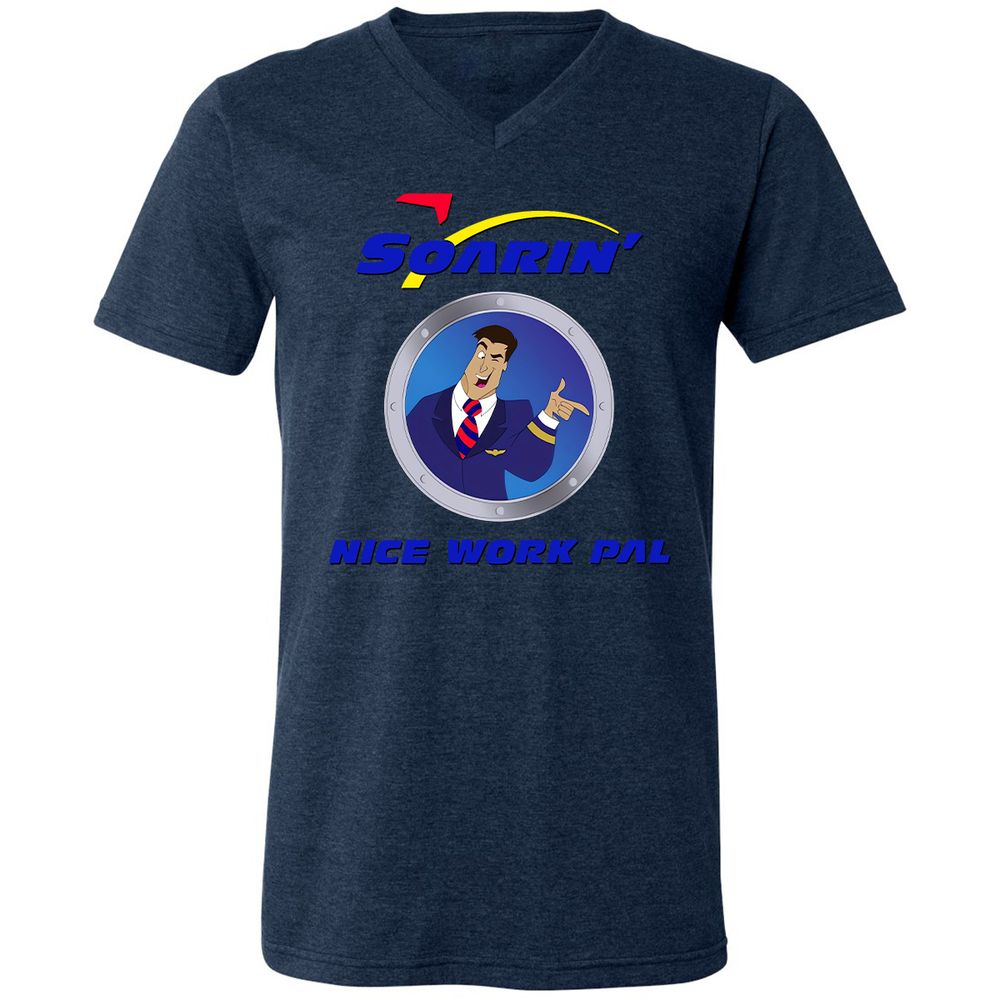 Unisex V-Neck T-Shirt - XBRFZYQP - Heather Navy - 15