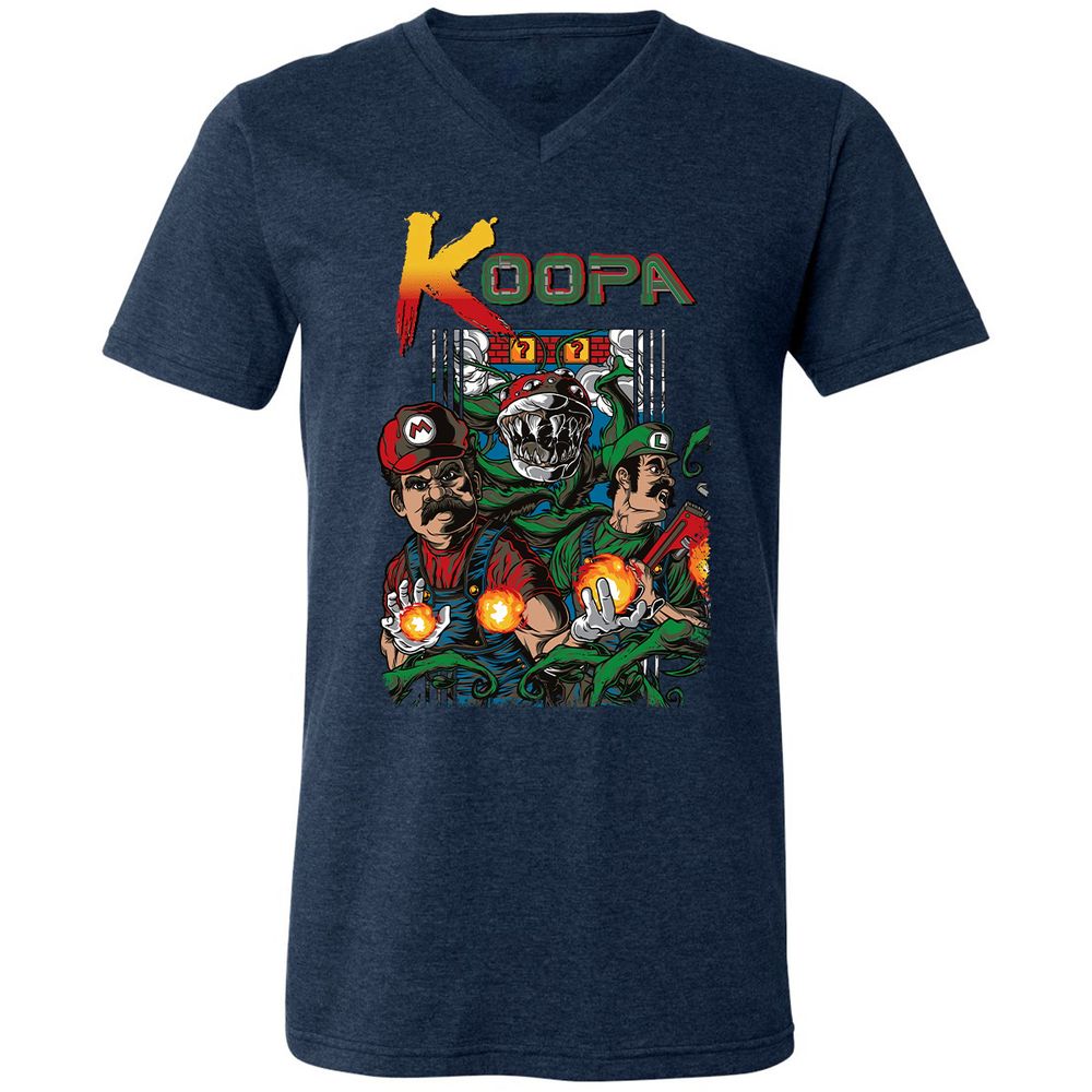 Unisex V-Neck T-Shirt - 6WBJA89B - Heather Navy - 15