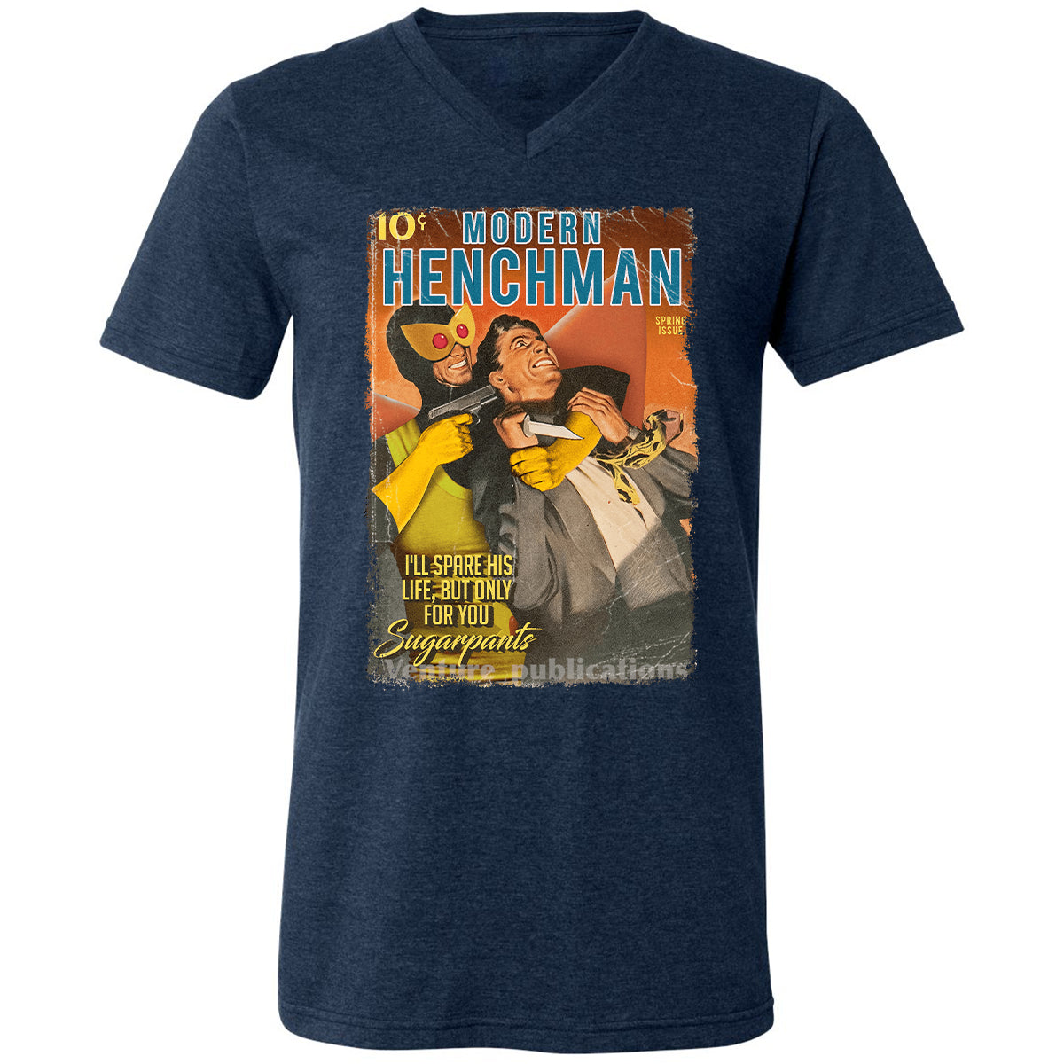 Unisex V-Neck T-Shirt - H5RFJCXN - Heather Navy - 15