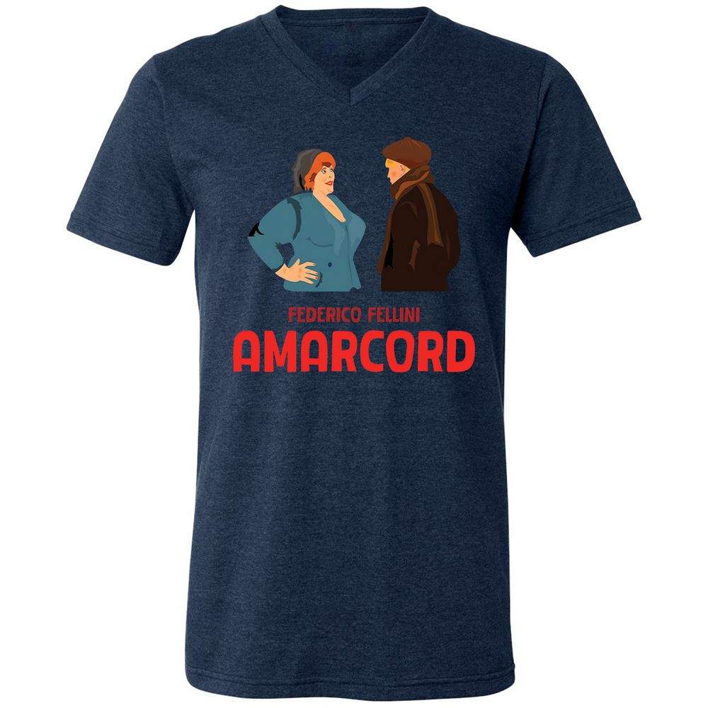 Unisex V-Neck T-Shirt - 8LEK6G9T - Heather Navy - 15