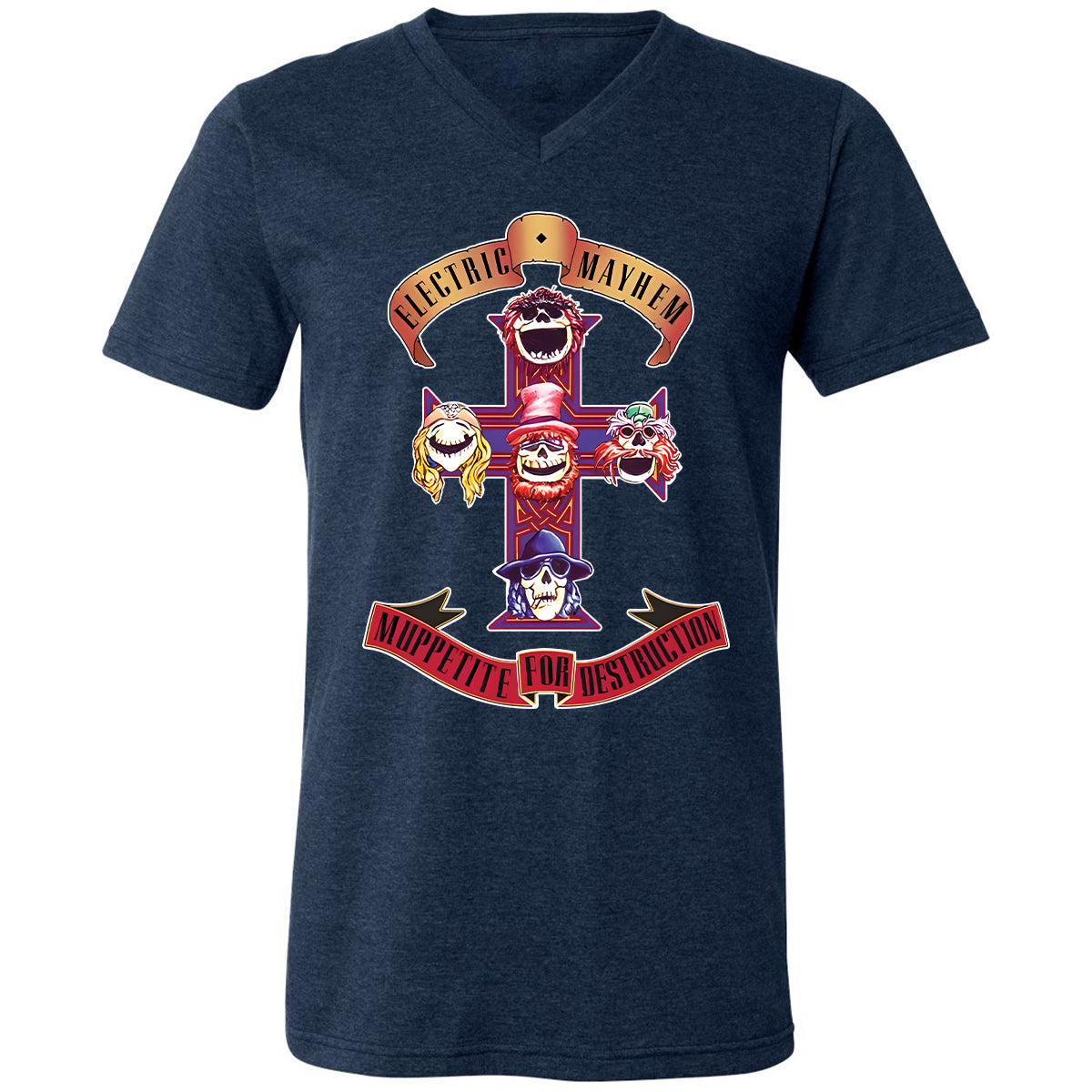 Unisex V-Neck T-Shirt - 2WQGNPEX - Heather Navy - 15