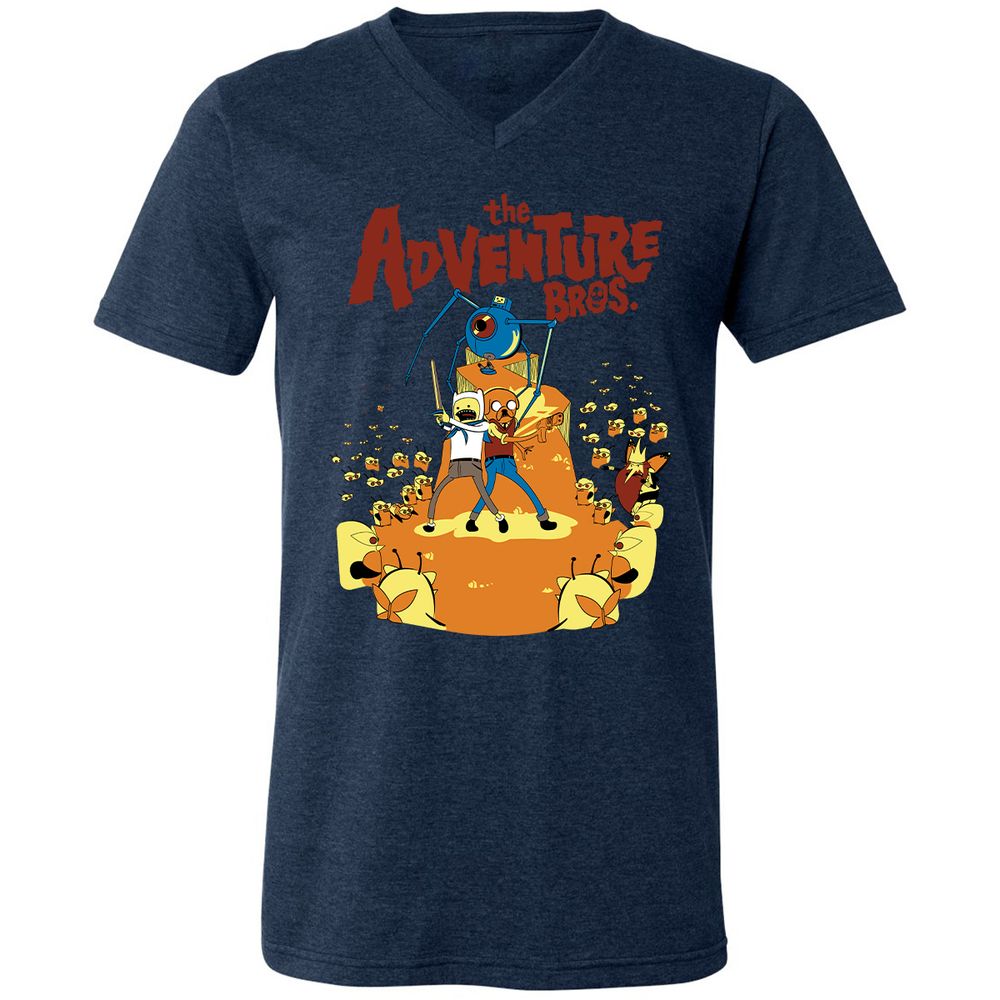 Unisex V-Neck T-Shirt - 6MTN8LAS - Heather Navy - 15