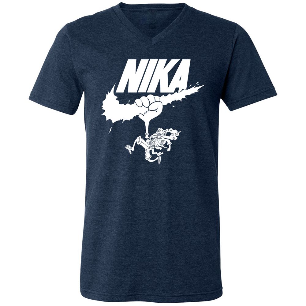 Unisex V-Neck T-Shirt - 8J69X42U - Heather Navy - 15