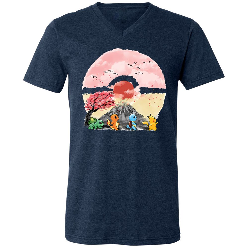 Unisex V-Neck T-Shirt - NQBEUSJ8 - Heather Navy - 15