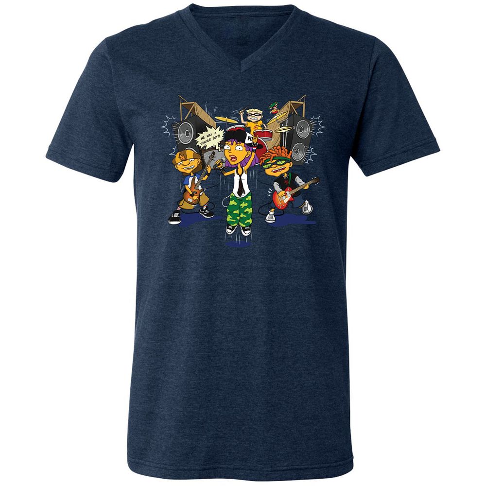 Unisex V-Neck T-Shirt - J887L9YZ - Heather Navy - 15