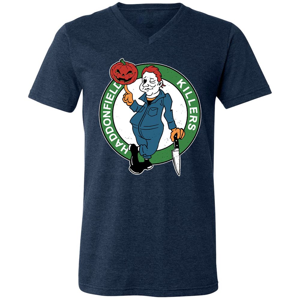 Unisex V-Neck T-Shirt - 4STAE2JW - Heather Navy - 15